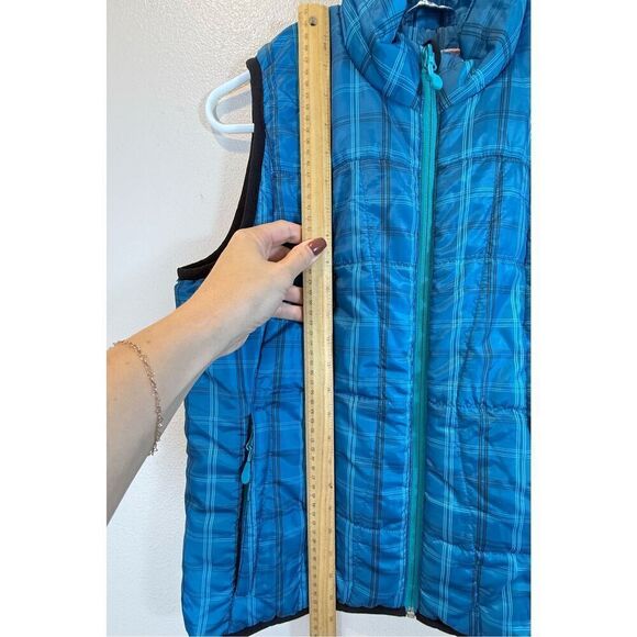 NWOT Vintage Marker Women's Quilted Blue Plaid Puffer Full Zip Mock Neck Vest S - Picture 8 of 11